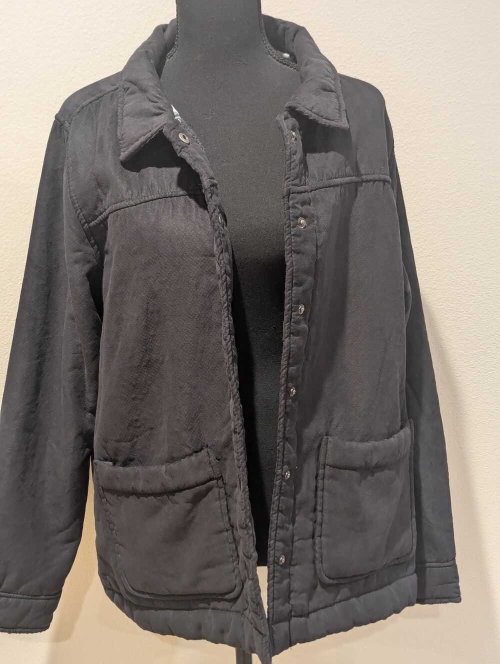 Boston Traders Men’s M Black Faux Shearling Sherpa Lined Jacket Plaid Snap Coat - Picture 5 of 9